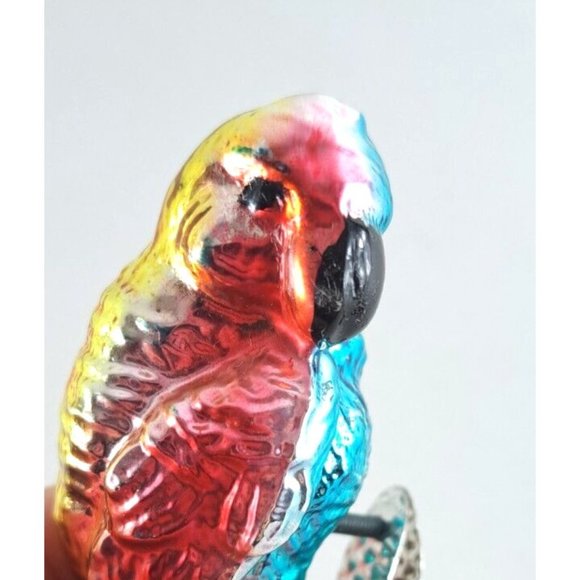 VTG Mercury Glass Parrot Christmas Ornament West Germany Clip Mid Century 5" - Picture 2 of 5